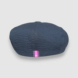 Theo's Nights Newsboy Cap in Black Japanese Seersucker