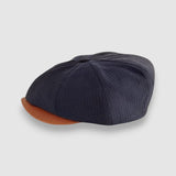Theo's Striped Newsboy Cap with Leather Peak