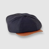 Theo's Striped Newsboy Cap with Leather Peak
