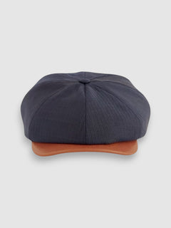 Theo's Striped Newsboy Cap with Leather Peak