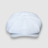 Theo's Breeze Newsboy Cap in White Japanese Seersucker