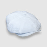 Theo's Breeze Newsboy Cap in White Japanese Seersucker