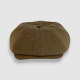 Theo's Palm Newsboy Cap in Khaki Japanese Seersucker