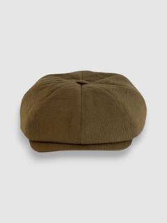 Theo's Palm Newsboy Cap in Khaki Japanese Seersucker