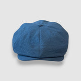 Blue newsboy cap in blue seersucker