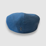 Blue newsboy cap in blue seersucker back view