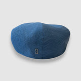 Blue newsboy cap in blue seersucker back view