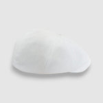 Newsboy cap in striped lightweight linen – Jack’s Rays by Mister Miller. profile view