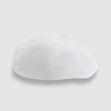 Newsboy cap in striped lightweight linen – Jack’s Rays by Mister Miller. profile view