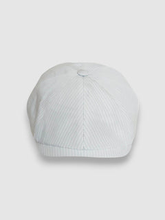 Newsboy cap in striped lightweight linen – Jack’s Rays by Mister Miller. front view