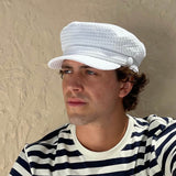 Skipper's Whites Sailor Hat in White Waffle Cotton