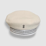 Cream wool sailor cap with silver chain detail – handmade by Mister Miller. rear view