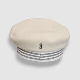 Cream wool sailor cap with silver chain detail – handmade by Mister Miller. rear view